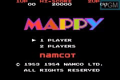 Title screen of the game Famicom Mini - Mappy on Nintendo GameBoy Advance