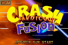Title screen of the game Crash Bandicoot Fusion on Nintendo GameBoy Advance