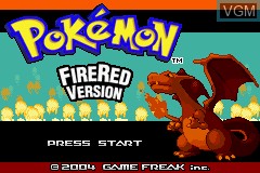 Title screen of the game Pokemon FireRed Version on Nintendo GameBoy Advance
