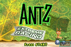 Title screen of the game Antz Extreme Racing on Nintendo GameBoy Advance