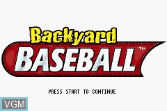 Title screen of the game Backyard Baseball on Nintendo GameBoy Advance