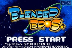 Title screen of the game Blender Bros. on Nintendo GameBoy Advance