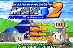 Title screen of the game Bomberman Max 2 - Blue Advance on Nintendo GameBoy Advance