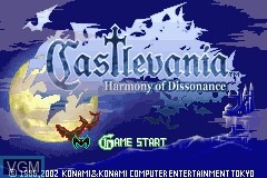 Title screen of the game Castlevania - Harmony of Dissonance on Nintendo GameBoy Advance