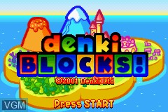 Title screen of the game Denki Blocks! on Nintendo GameBoy Advance