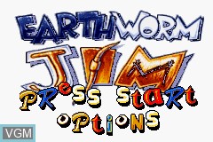 Title screen of the game Earthworm Jim on Nintendo GameBoy Advance