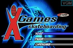 Title screen of the game ESPN X-Games Skateboarding on Nintendo GameBoy Advance