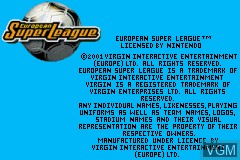 Title screen of the game European Super League on Nintendo GameBoy Advance