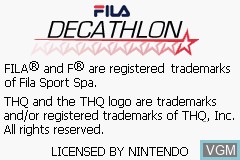 Title screen of the game FILA Decathlon on Nintendo GameBoy Advance
