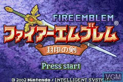 Title screen of the game Fire Emblem - Fuuin no Tsurugi on Nintendo GameBoy Advance