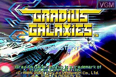 Title screen of the game Gradius Galaxies on Nintendo GameBoy Advance