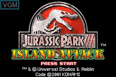 Title screen of the game Jurassic Park III - Island Attack on Nintendo GameBoy Advance