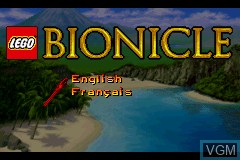Title screen of the game Bionicle on Nintendo GameBoy Advance