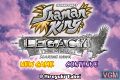 Title screen of the game Shaman King - Legacy of the Spirits, Soaring Hawk on Nintendo GameBoy Advance
