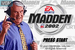 Title screen of the game Madden NFL 2002 on Nintendo GameBoy Advance