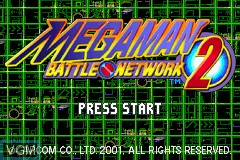 Title screen of the game Mega Man Battle Network 2 on Nintendo GameBoy Advance