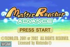 Title screen of the game Monster Rancher Advance on Nintendo GameBoy Advance