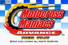 Title screen of the game Motocross Maniacs Advance on Nintendo GameBoy Advance