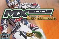 Title screen of the game MX 2002 featuring Ricky Carmichael on Nintendo GameBoy Advance