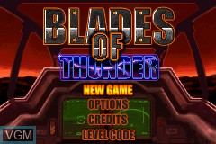 Title screen of the game Blades of Thunder on Nintendo GameBoy Advance
