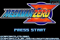 Title screen of the game Mega Man Zero on Nintendo GameBoy Advance