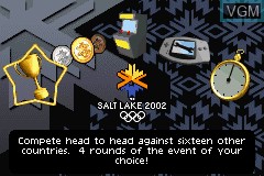 Title screen of the game Salt Lake 2002 on Nintendo GameBoy Advance