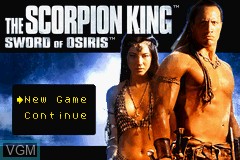Title screen of the game Scorpion King, The - Sword of Osiris on Nintendo GameBoy Advance