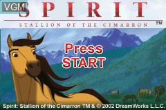 Title screen of the game Spirit - Stallion of the Cimarron on Nintendo GameBoy Advance