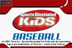 Title screen of the game Sports Illustrated for Kids - Baseball on Nintendo GameBoy Advance