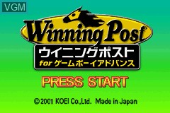 Title screen of the game Winning Post for Game Boy Advance on Nintendo GameBoy Advance
