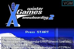Title screen of the game ESPN Winter X-Games Snowboarding 2 on Nintendo GameBoy Advance