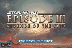 Title screen of the game Star Wars Episode III - Revenge of the Sith on Nintendo GameBoy Advance