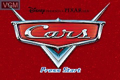Title screen of the game Cars on Nintendo GameBoy Advance
