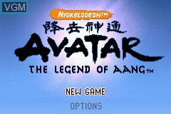 Title screen of the game Avatar - The Legend of Aang on Nintendo GameBoy Advance