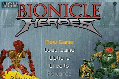 Title screen of the game Bionicle Heroes on Nintendo GameBoy Advance