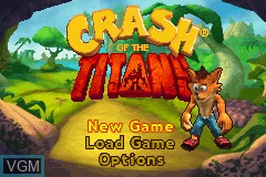 Title screen of the game Crash of the Titans on Nintendo GameBoy Advance