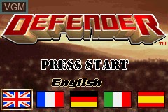 Title screen of the game Defender - For All Mankind on Nintendo GameBoy Advance