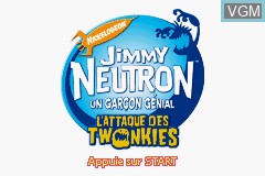 Title screen of the game Jimmy Neutron - Un Garçon Génial - L'Attaque des Twonkies on Nintendo GameBoy Advance