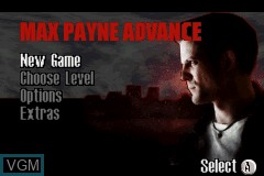 Title screen of the game Max Payne Advance on Nintendo GameBoy Advance