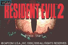 Title screen of the game Resident Evil 2 on Nintendo GameBoy Advance