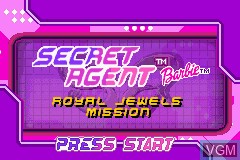 Title screen of the game Secret Agent Barbie - Royal Jewels Mission on Nintendo GameBoy Advance