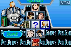 Menu screen of the game Dual Blades on Nintendo GameBoy Advance