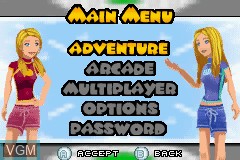 Menu screen of the game Mary-Kate and Ashley - Sweet 16 - Licensed to Drive on Nintendo GameBoy Advance