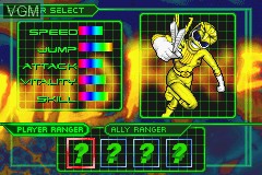 Menu screen of the game Power Rangers - Wild Force on Nintendo GameBoy Advance