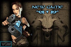 Menu screen of the game Lara Croft - Tomb Raider - The Prophecy on Nintendo GameBoy Advance