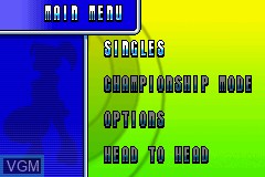 Menu screen of the game World Tennis Stars on Nintendo GameBoy Advance