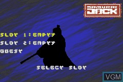 Menu screen of the game Samurai Jack - The Amulet of Time on Nintendo GameBoy Advance