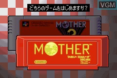 Menu screen of the game Mother 1+2 on Nintendo GameBoy Advance
