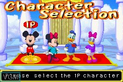 Menu screen of the game Disney's Party on Nintendo GameBoy Advance