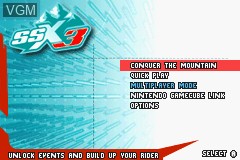 Menu screen of the game SSX 3 on Nintendo GameBoy Advance